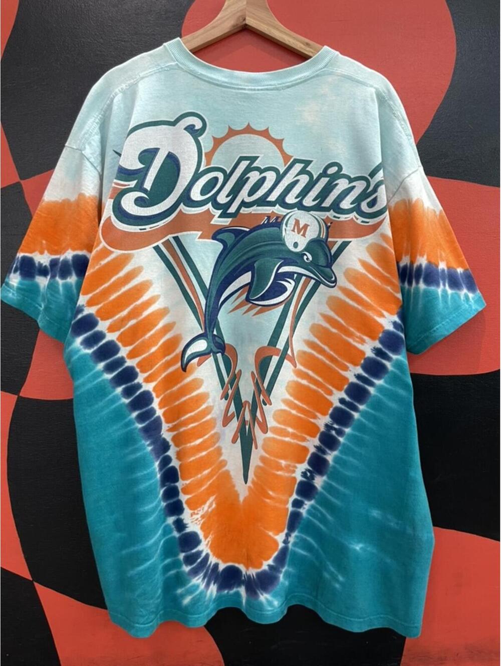 Miami Dolphins tie dye liquid blue 90s xxl 28x31 vintage NFL